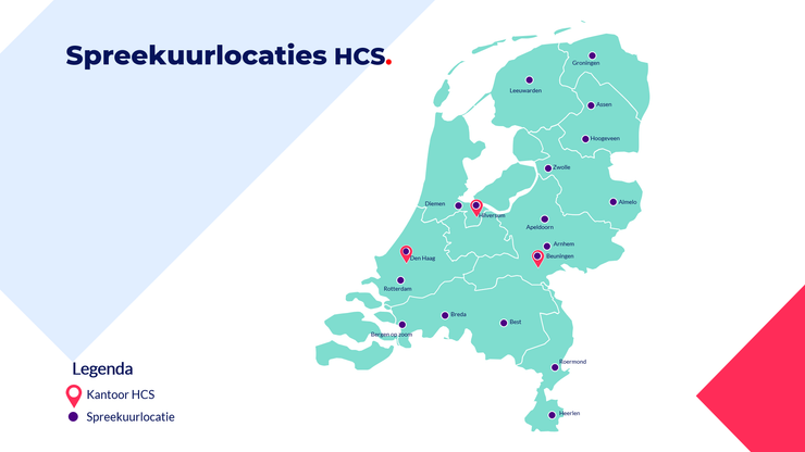 Spreekuurlocaties en kantoor locaties van HCS
